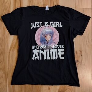 🎉 4 for $25 🎉 Just A Girl Who Really Loves Anime - Black T-Shirt